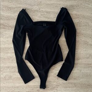Forever 21 Black Long Sleeve Open back Bodysuit